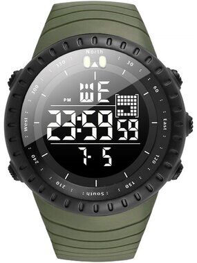 Men's Green Analog Quartz Sports Outdoor Waterproof Military LED Digital Watch